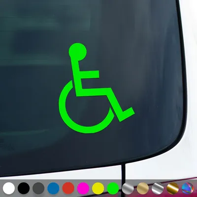 Produktbild von PantherPixel Behindert Aufkleber Handicap Rollstuhlfahrer Sticker Auto Geschenkidee Farbe Neon-Grün