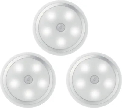 Produktbild von 3 x LED Nachtlicht mit Bewegungsmelder Auto Ein/Aus 3M Kleber Batterie betrieben