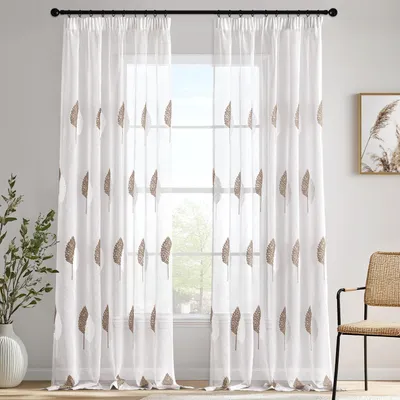 Produktbild von Bestickte Vorhänge Elegant Set 2 Stück 140x260 cm Weiß