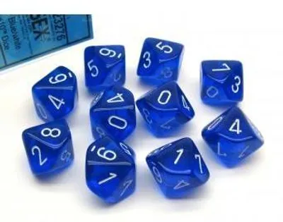 Produktbild von Chessex Translucent Polyhedral Ten d10 Set - Blue/white