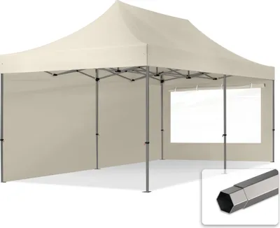 Produktbild von TOOLPORT 3x6m Stahl Faltpavillon, inkl. 2 Seitenteile, creme