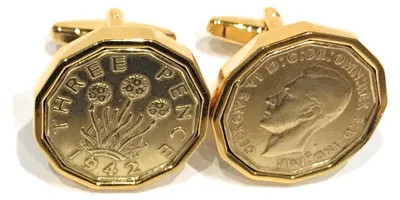 Image de Boutons de manchette "Driepence" de qualité supérieure, édition 1942, pour un 81e anniversaire