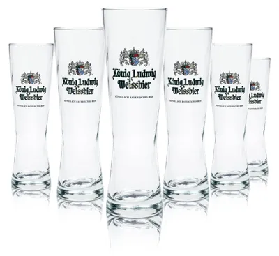 Produktbild von 6x König Ludwig Bier Glas 0,5l Weissbier Gläser Exklusiv Weizen Hefe Bayern Beer