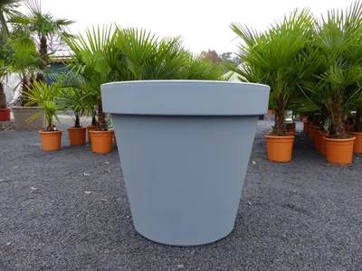 Produktbild von E&K Übertopf grau Ø 80 cm Pflanztopf Blumentopf Pflanzkübel "Ecken und Kanten" Kübel XXL groß
