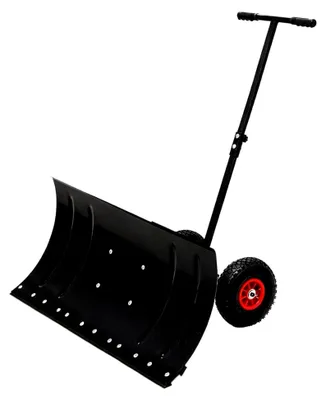 Produktbild von 74 cm breite Schneeschaufel mit Rädern – Höhenverstellbarer Stiel mit rutschfestem Gummigriff, klappbar und zerlegbar für einfache Lagerung, stabiler Schneeräumer für Einfahrten