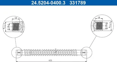 Produktbild von ATE 24.5204-0400.3 Bremsschlauch Hinten für VW Touareg (7LA, 7L6, 7L7) Touareg (7P5, 7P6) für AUDI Q7 (4LB) für PORSCHE Cayenne (92A)