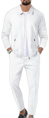 Immagine prodotto di Completo da allenamento da uomo - Set da 2 pezzi - Felpa morbida - Chiusura con zip intera - Poliestere - Comodo e leggero - Abbigliamento sportivo