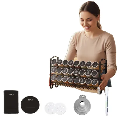 Obrázok produktu pre Sada sklenených nádob na korenie, 25 kusov, s vzduchotesnými viečkami, odolné sklenené nádoby