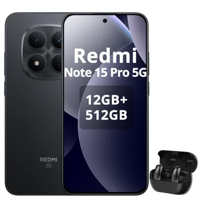 Obrázok produktu pre XIAOMI Redmi Note 15 Pro 5G, smartfón, 12+512 GB, 6580 mAh, ochrana IP68 (odolnosť voči prachu a vode), 6,83" displej, čierna (súčasťou balenia sú bezdrôtové slúchadlá Bluetooth)