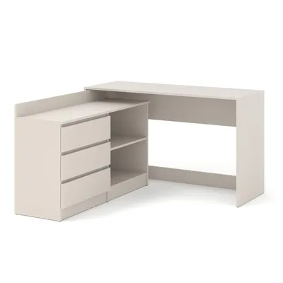 Immagine prodotto di Scrivania angolare per ufficio Homlando, dimensioni 130 x 120 cm, con cassettiera a 3 cassetti, finitura kashmir