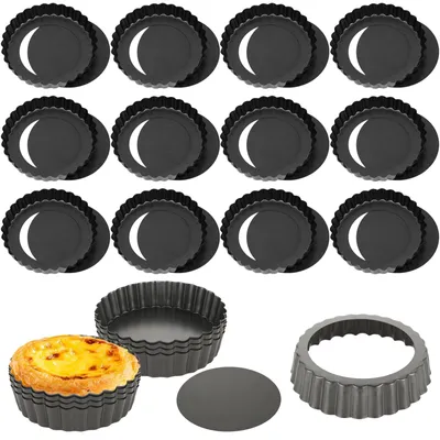Mini-Quicheform-Set, 12-teilig, antihaftbeschichtet, schwarz