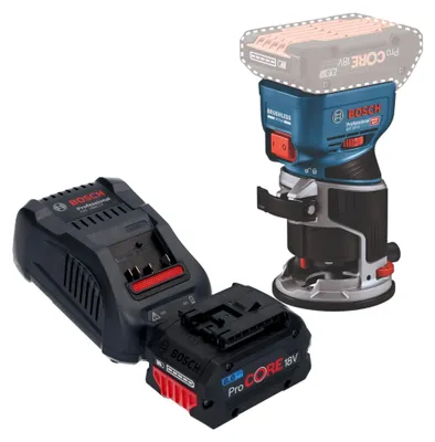 Zdjęcie produktu dla Akumulatorowa frezarka górnowrzecionowa Bosch GKF 18V-8 Professional 18 V 8,0 mm bezszczotkowa + 1x akumulator ProCORE 8,0 Ah + ładowarka
