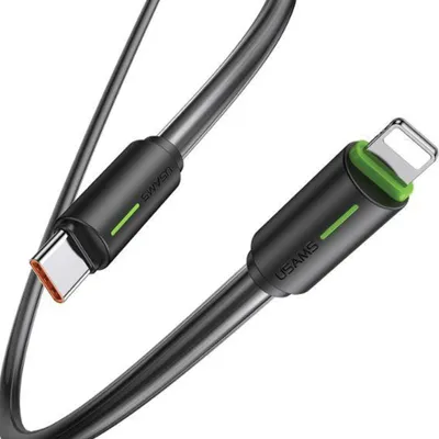 Image de Usams Usb-C/Lightning Cable 1M Sj735 30W Black/Black Yu Series Sj735Usb01 (Us-Sj735)
