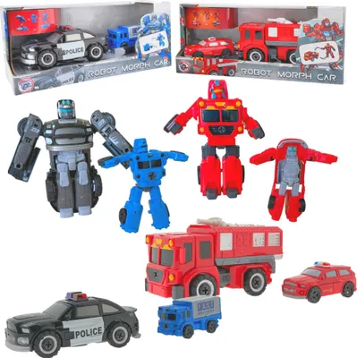 Produktbild von Transformers Roboterauto-Spielzeug – Komplettes Set Polizei, Feuerwehr & Rettungsdienst – 4 verwandelbare Fahrzeuge – Kinderspielzeug