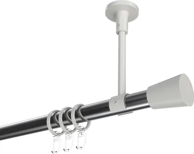 Produktbild von Interdeco Gardinenstange / Vorhangstange Chrom / Weiß, Typ Sonette Sitra (Konus) Deckenmontage, 20 mm Ø 1-läufig, 280 cm