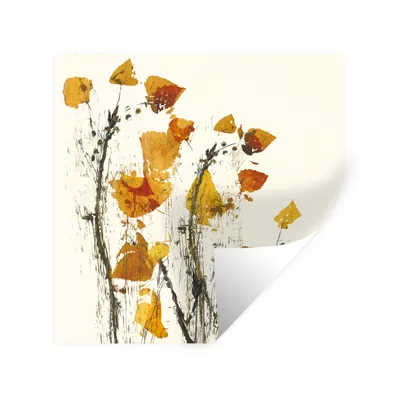 Obrázok produktu pre MuchoWow® Wall Tattoo Nálepka na stenu Rastliny - Žltá - Kvety - Abstraktné 50x50 cm Samolepiace a polohovateľné - Samolepiace - fototapety