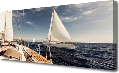 Produktbild von Tulup Leinwand-Bilder 125x50 Wandbild Canvas Kunstdruck Boote Meer Landschaft