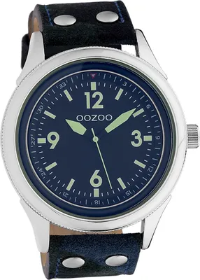 Produktbild von Oozoo Leder Herren-Damen Uhr Analog Armband blau camouflage Timepieces D2UOC10350