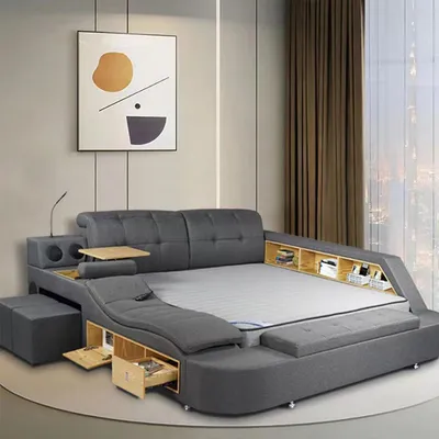 Image de Lit multifonctionnel Lits doubles Lits modernes 180x200cm Chambre à coucher