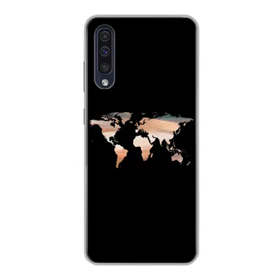 Produktbild von MuchoWow® Handyhülle Schutzhülle Hülle für Samsung Galaxy A30s Weltkarte - Farbe - Schwarz Silikon Softcase Handy Hülle - Karteninhaber
