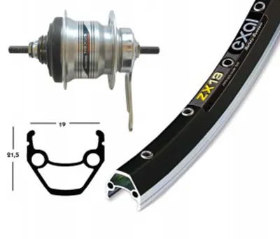 Produktbild von H-Rad 28x1.75RB-Nabe Shim.7-G.silb.36L Exal ZX 19 schw/silb.Niro-Spei.