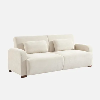 Immagine prodotto di sweeek - Divano letto a 3 posti con rivestimento in tessuto - Bianco antico