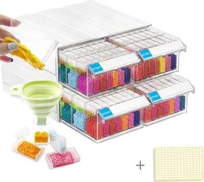 Produktbild von Aufbewahrungsbox für Diamantmalerei | DIY | Aufbewahrung | Basteln | Sortierkoffer | Werkzeuge | 4 Boxen | 140 Behälter