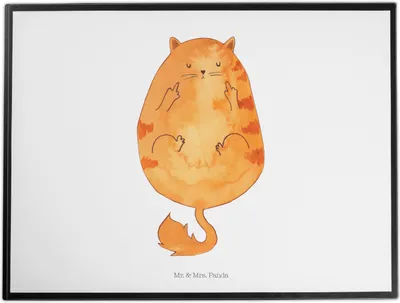 Produktbild von Mr. & Mrs. Panda Schreibunterlage Katze Mittelfinger - Weiß - Geschenk, Cats, schreibtischunterlage, Katzen, schreibtischunterlagen, Schreibtischauflage, Tiger, Miau