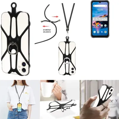 Produktbild von K-S-Trade 3in1 Handykette Handyband Handykordel Halsband Smartphone-Ring Handy-Ring kompatibel mit UMIDIGI Bison Pro Fingerhalterung Handyring