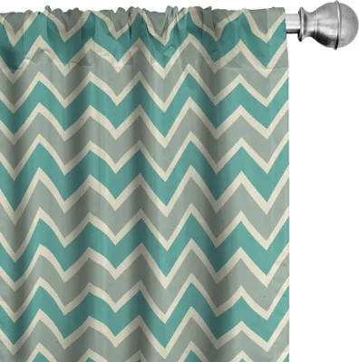 Zdjęcie produktu dla ABAKUHAUS Zasłony narożne, firanki, wzór w zygzakowate paski, wzór narożny, styl retro, inspiracje, 2 sztuki, 75 x 245 cm, jasnozielony beż