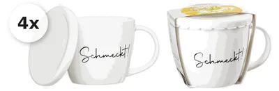 Produktbild von Suppentasse 460ml mit Deckel 4er Set Soppa = Schmeckt