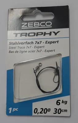 Produktbild von Zebco Trophy Stahlvorfach 7x7 Hechtvorfach Expert 30cm 6kg