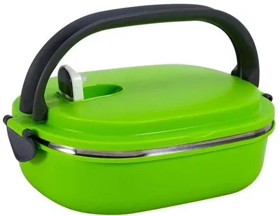 Produktbild von Thermische Lunchbox aus Edelstahl mit Isolierung, stapelbar, grün, 1 Fach