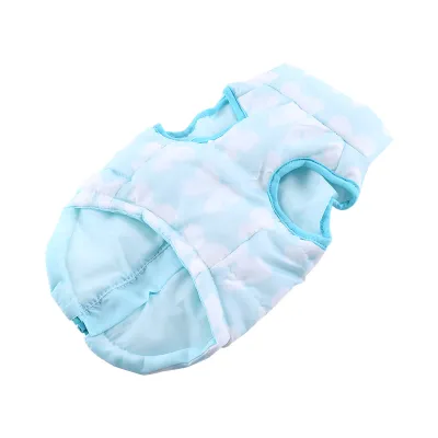Imagen del producto de Chaqueta para perros con lazo, suave, ideal para Yorkshire Terrier, abrigo de invierno para perros, cálida, ropa, disfraces (azul claro, talla S)
