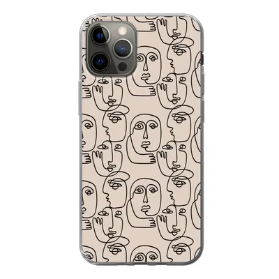 Produktbild von MuchoWow® Handyhülle Schutzhülle Hülle für iPhone 13 Pro Muster - Kopf - Strichzeichnung Silikon Softcase Handy Hülle - Handy-Tasche