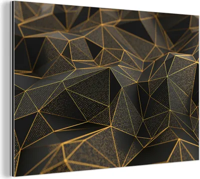 Obrázok produktu pre Nástenná dekorácia Kovový kovový obraz Wall Art 90x60cm Abstraktné - Zlaté - 3D - - Umenie Muchowow Hliníkové obrazy