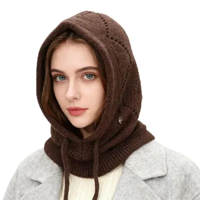 Immagine prodotto di Berretto e sciarpa termici invernali da donna, 2 in 1. Sciarpa con cappuccio antivento, scaldacollo, berretto elasticizzato