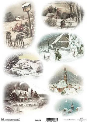 Produktbild von ITD COLLECTION 21x29cm A4 einseitig Scrapbooking Craft Papier 250g - TAG0171 Winteransichten