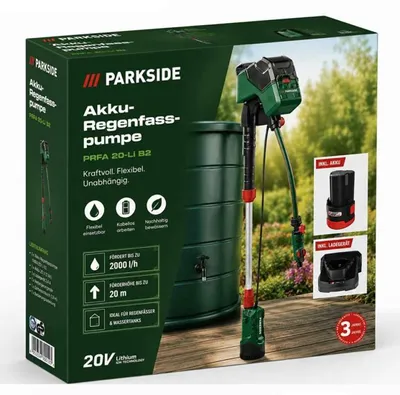 Produktbild von Parkside 12 V Akku-Regenfasspumpe PRPA 12-Li , mit Akku und Ladegerät