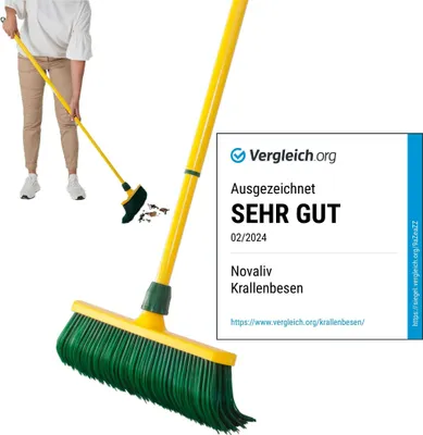 Produktbild von Novaliv Krallenbesen Set 30 cm Kunststoff mit Teleskopstiel gebogenen Borsten Gartenbesen Straßenbesen Kehrbesen Laubbesen (1, 40 cm Besen mit Stiel)