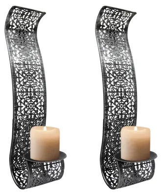 Image de lot de 2 porte-bougies muraux pour bougies bout à bout en noir