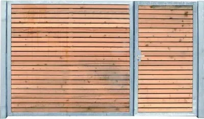 Produktbild von Einfahrtstor Flügeltor Gartentor Verzinkt Holz-Tor Quer Asymmetrisch 1-Flügel+Tür 500cm x 160cm