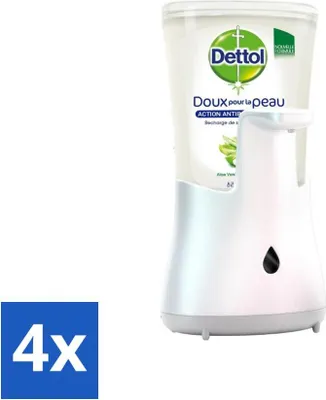 Image de Dettol - Distributeur automatique de savon - No-Touch argent avec aloe vera - 250 ml - Pack avantage - 4 pièces