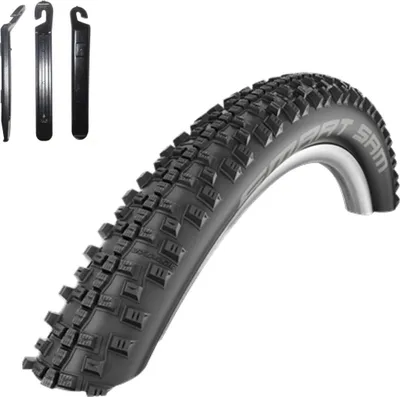 Produktbild von 1 x Schwalbe Smart Sam Fahrradreifen Lite Fahrrad Mantel Decke 54-559 (26 x 2,10") inkl. 3 Reifenheber