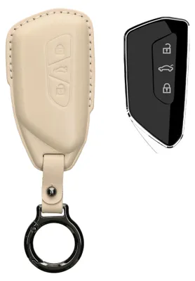 Produktbild von kwmobile Schlüsselhülle für VW Golf 8 3-Tasten Autoschlüssel Hülle Leder - Autoschlüssel Schlüssel Hülle - Schlüsselcover Schlüsselschutz in Beige