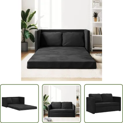 Image de The Living Store Canapé de sol avec fonction sommeil noir 122x204x55 cm velours