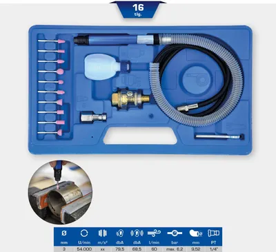 Immagine prodotto di BRILLIANT TOOLS Set di levigatrici pneumatiche a matita da 16 pezzi - BT160710