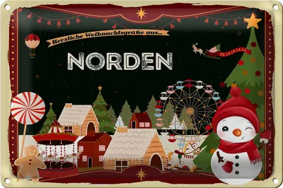 Produktbild von Blechschild Weihnachten Grüße aus NORDEN 30x20cm
