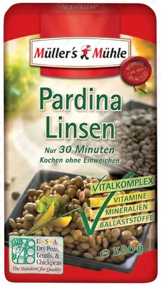 Produktbild von Müller's Mühle Pardina Linsen, (500 g Beutel)