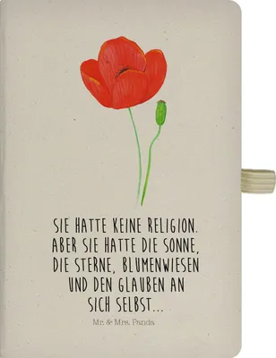 Produktbild von Mr. & Mrs. Panda Tagebuch Blume Mohnblume - Transparent - Geschenk, Kladde, Selbstliebe, Respekt, Skizzenbuch, Garten, Journal, A5 Notizbuch Kariert, Motivation, Mohn